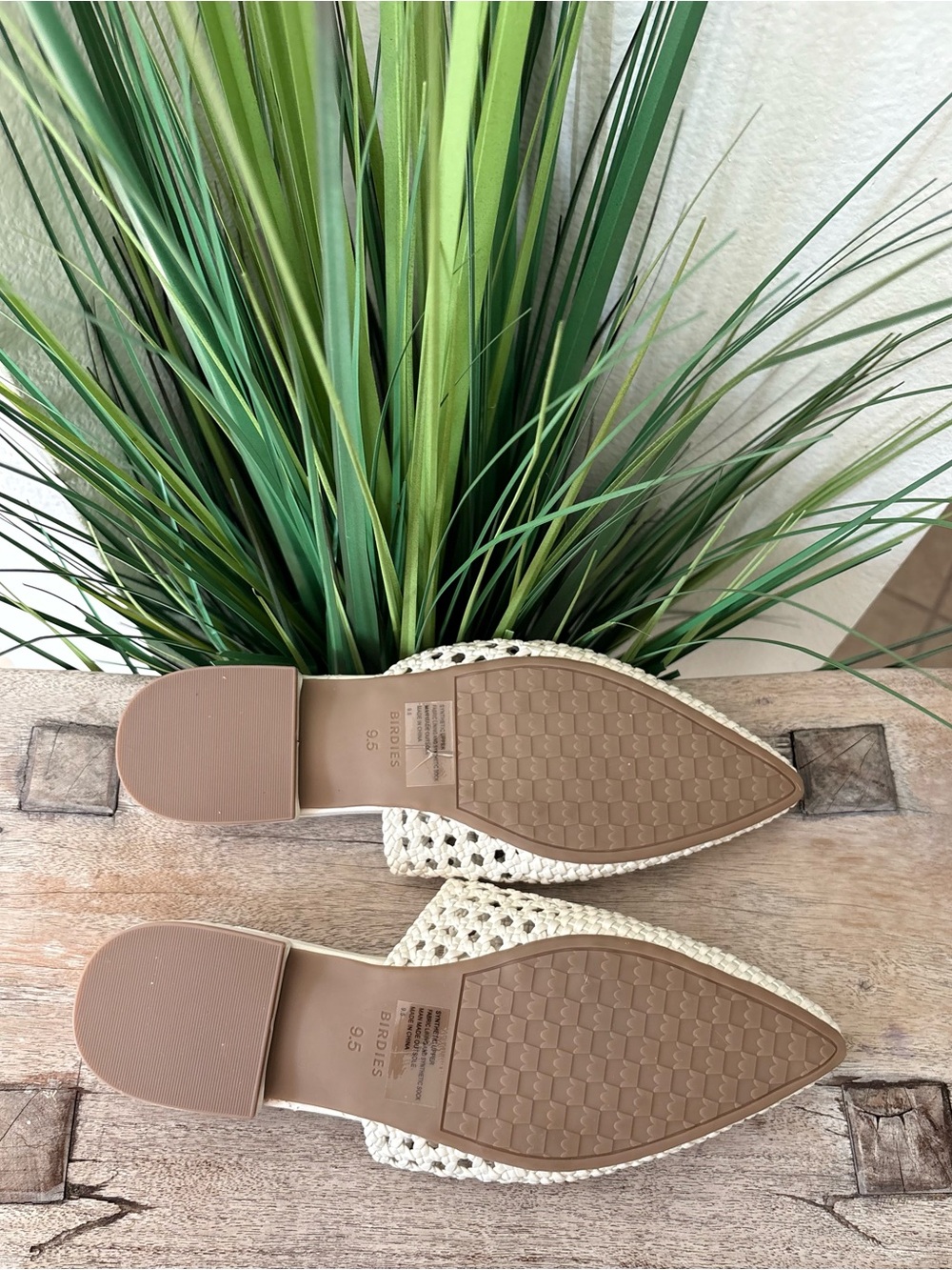 Birdies Woven White Cream Mules - Picture 7 of 8